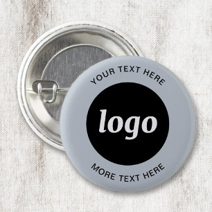 Macaron Rond 2,50 Cm Logo Simple Avec Bouton Entreprise Bleu En Poudre 