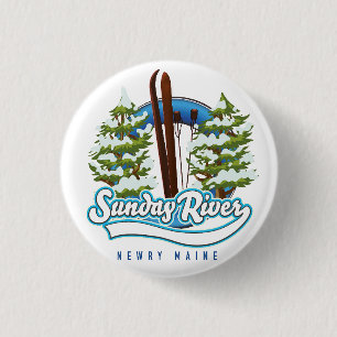 Macaron Rond 2,50 Cm logo ski de Sunday River Newry Maine