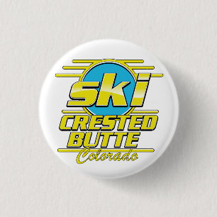 Macaron Rond 2,50 Cm Logo ski des années 80 Crested Butte Colorado