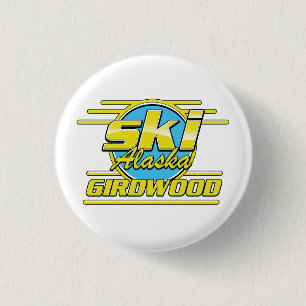 Macaron Rond 2,50 Cm Logo ski Girdwood Alaska 80s