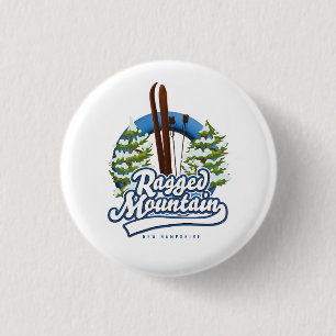 Macaron Rond 2,50 Cm Logo ski Ragged Mountain New Hampshire