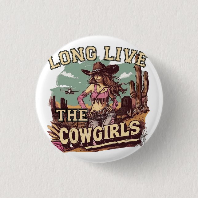 Macaron Rond 2,50 Cm Long live the cowgirl (Devant)