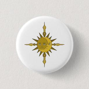 Macaron Rond 2,50 Cm L'ornement du soleil et de la lune