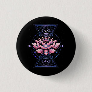 Macaron Rond 2,50 Cm Lotus Flower Sacred Geometry Yoga Meditation Spiri