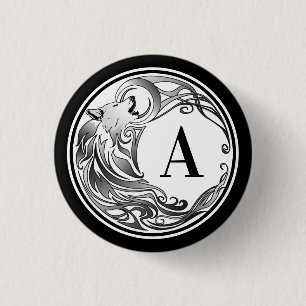 Macaron Rond 2,50 Cm Loup Tribal - Monogramme ombré