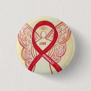 Macaron Rond 2,50 Cm Love Angel Sensibilisation Pins de ruban