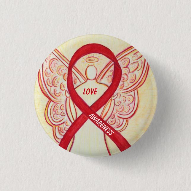 Macaron Rond 2,50 Cm Love Angel Sensibilisation Pins de ruban (Devant)