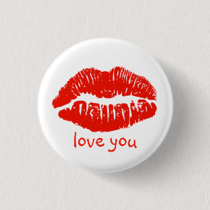 Macaron Rond 2,50 Cm Love You Lips Valentine Button