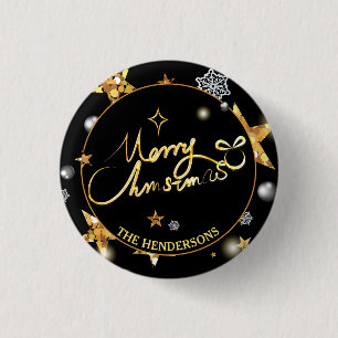 Macaron Rond 2,50 Cm Low-key Luxury Gold Black Stars Custom Xmas