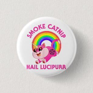 Macaron Rond 2,50 Cm Lucipurr à la grêle à la fumée, Funny Satan Chat U