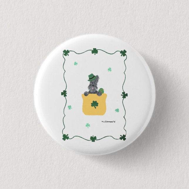 Macaron Rond 2,50 Cm Lucky Shamrock Scottie (Devant)