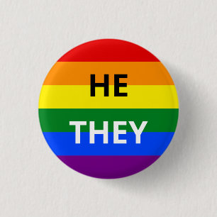 Macaron Rond 2,50 Cm Lui/Eux Pronoun Insigne Arc-en-ciel