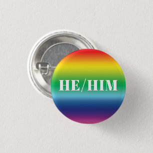 Macaron Rond 2,50 Cm Lui, Lui, Pronouns Lgbtq Lgbt Pride Couleurs arc-e