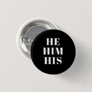 Macaron Rond 2,50 Cm Lui, Lui, Son, Genre Pronounounouns Noir Lgbtq fie