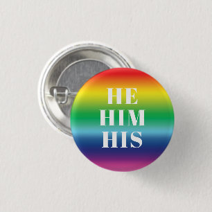 Macaron Rond 2,50 Cm Lui, Lui, Son, Pronouns - Lgbtq orgueil arc-en-cie