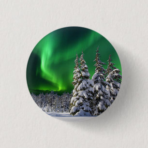 Macaron Rond 2,50 Cm lumières du nord en hiver 