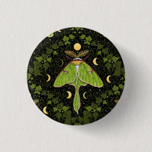 Macaron Rond 2,50 Cm Luna moth, phases de lune et damas de lierre 2
