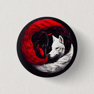 Macaron Rond 2,50 Cm Lune Crimson Loup blanc rouge