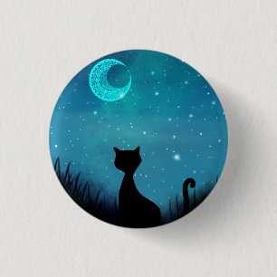 Macaron Rond 2,50 Cm lune étoile de chat noir