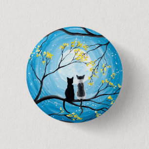 Macaron Rond 2,50 Cm Lune lunaire avec chats