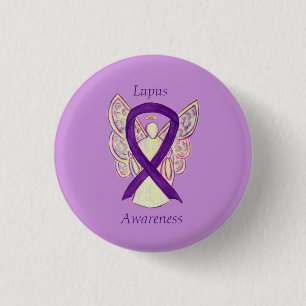 Macaron Rond 2,50 Cm Lupus Purple Sensibilisation Ruban Angel personnal