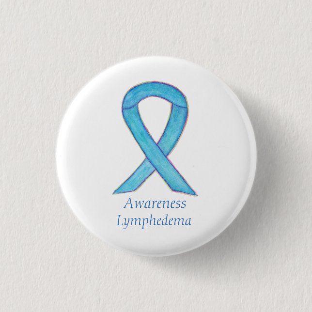 Macaron Rond 2,50 Cm Lymphedema Sensibilisation Ruban Art Personnalisé  (Devant)