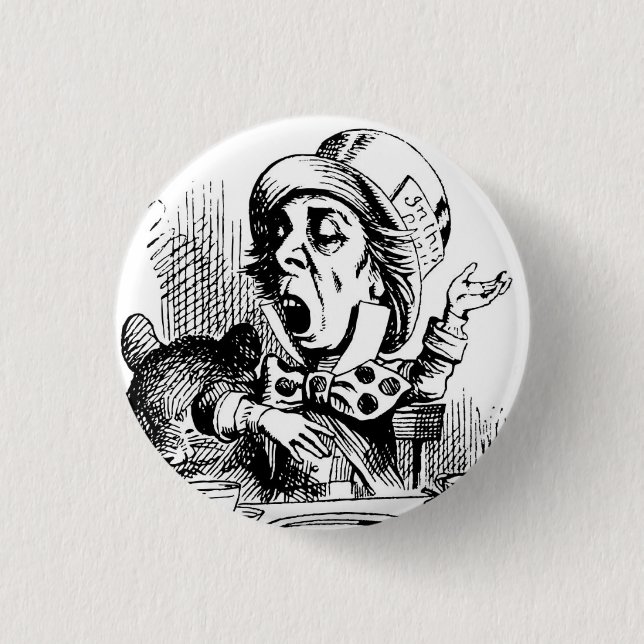 Macaron Rond 2,50 Cm Mad Hatter par John Tenniel (Devant)