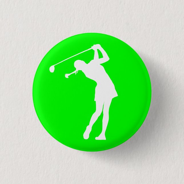 Macaron Rond 2,50 Cm Madame Golfer Silhouette Button Green (Devant)