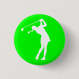 Macaron Rond 2,50 Cm Madame Golfer Silhouette Button Green