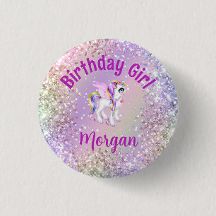 Macaron Rond 2,50 Cm Magique Unicorne fille d'anniversaire