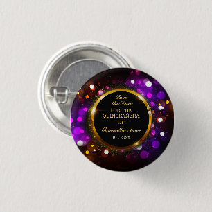 Macaron Rond 2,50 Cm Magnet Réservez la date personnalisée pour Quincea