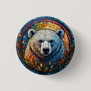 Macaron Rond 2,50 Cm Magnifique œuvre d'art en verre teinté d'ours pola
