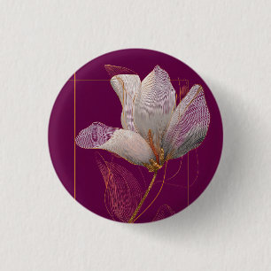 Macaron Rond 2,50 Cm Magnolia blanche ligne dorée magenta