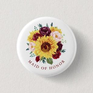 Macaron Rond 2,50 Cm Maid of Honor Sunflower Bourgogne Blush Floral
