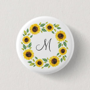 Macaron Rond 2,50 Cm Main Painted Watercolor Sunflower