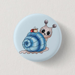Macaron Rond 2,50 Cm Maison d'escargot bleu