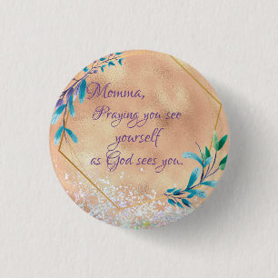 Macaron Rond 2,50 Cm Maman Comme Dieu Vous Voit Citation De Prière