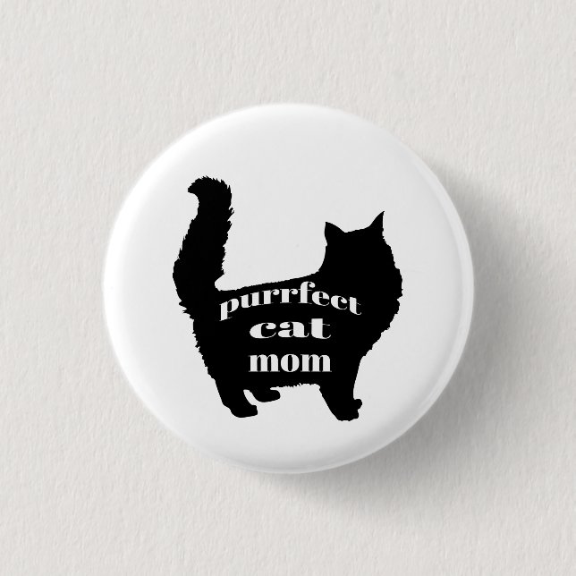Macaron Rond 2,50 Cm Maman de chat noir moderne (Devant)