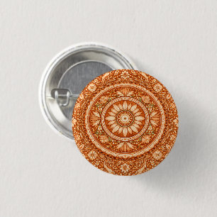 Macaron Rond 2,50 Cm Mandala Floral en Terre Cuite
