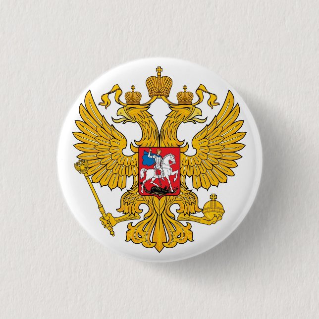 Macaron Rond 2,50 Cm Manteau des bras de la Russie (Devant)