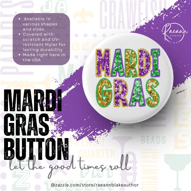 Macaron Rond 2,50 Cm Mardi Gras Design Button (Créateur téléchargé)
