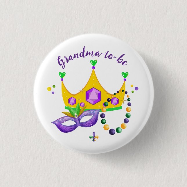 Macaron Rond 2,50 Cm Mardi Gras Grandma-to-be (Devant)