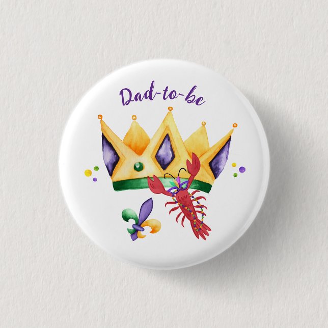 Macaron Rond 2,50 Cm Mardi Gras King Crown Dad-to-be (Devant)