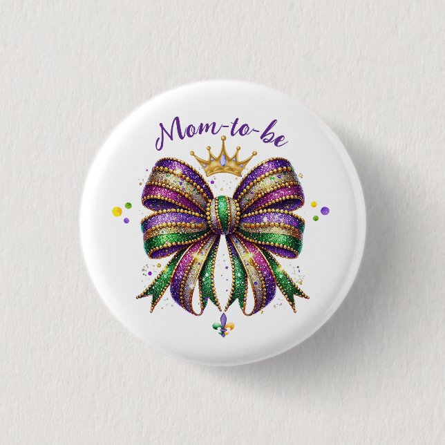 Macaron Rond 2,50 Cm Mardi Gras Mom-to-be (Devant)