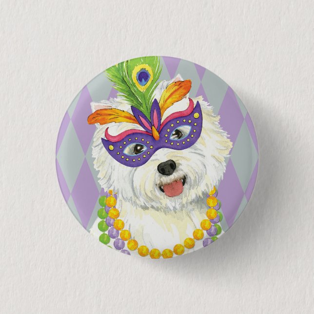 Macaron Rond 2,50 Cm Mardi Gras Westie (Devant)