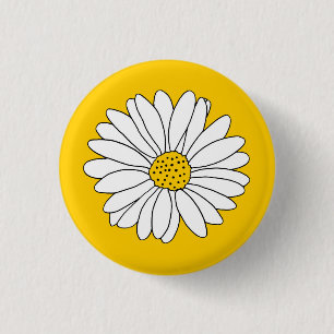 Macaron Rond 2,50 Cm Marguerite jaune blanc