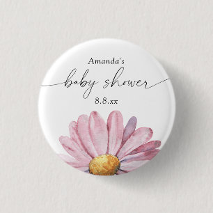 Macaron Rond 2,50 Cm Marguerite rose sauvage - Baby shower