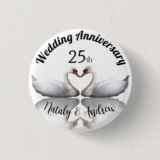 Macaron Rond 2,50 Cm Mariage Anniversaire couple de cygne blanc
