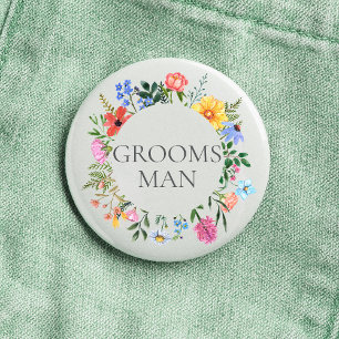 Macaron Rond 2,50 Cm Mariage du garçon d'honneur aux fleurs sauvages 