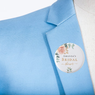 Macaron Rond 2,50 Cm Mariage rose gold floral élégant eucalyptus